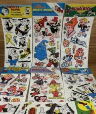 Vintage 1980s Mighty Mouse Richie Rich Deputy Dog Puffy Stickers (7) 1983 NEW