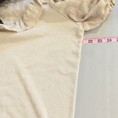 Cream Puff Sleeve Blouse with Black Bow size XL - Picture 6 of 8