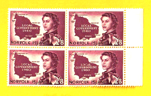 NORFOLK ISLAND 1960 EXCEPTIONAL 2s8d LOCAL GOVT MARGIN BLOCK MNH - Picture 1 of 2