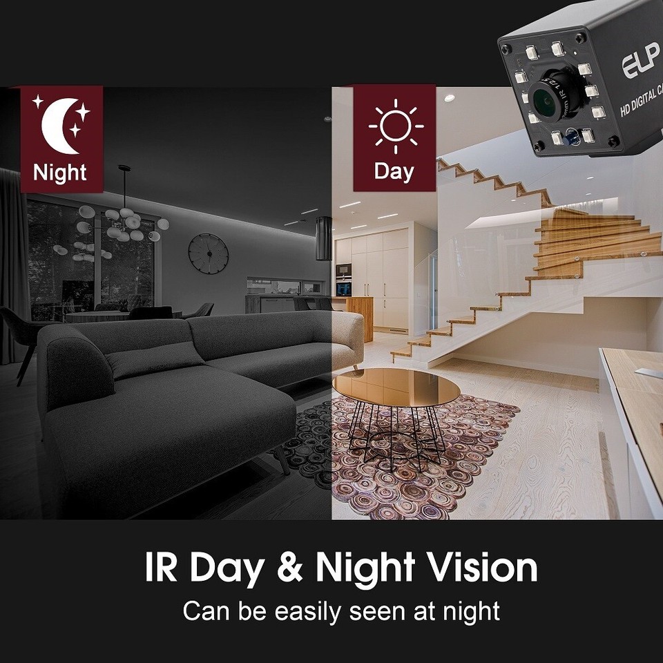 ELP USB Camera 2MP IR Night Vision USB Webcam With 10pcs IR LED for ...