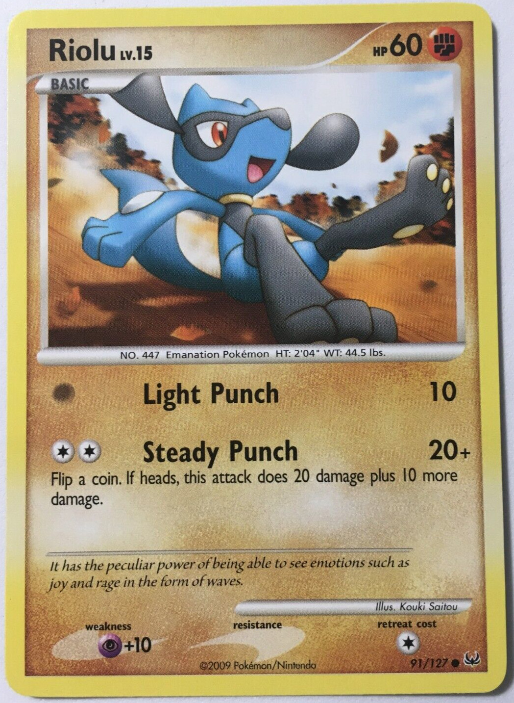 POKEMON RIOLU LV.15 91/127 PLATINUM BASE SET COMMON NEAR MINT