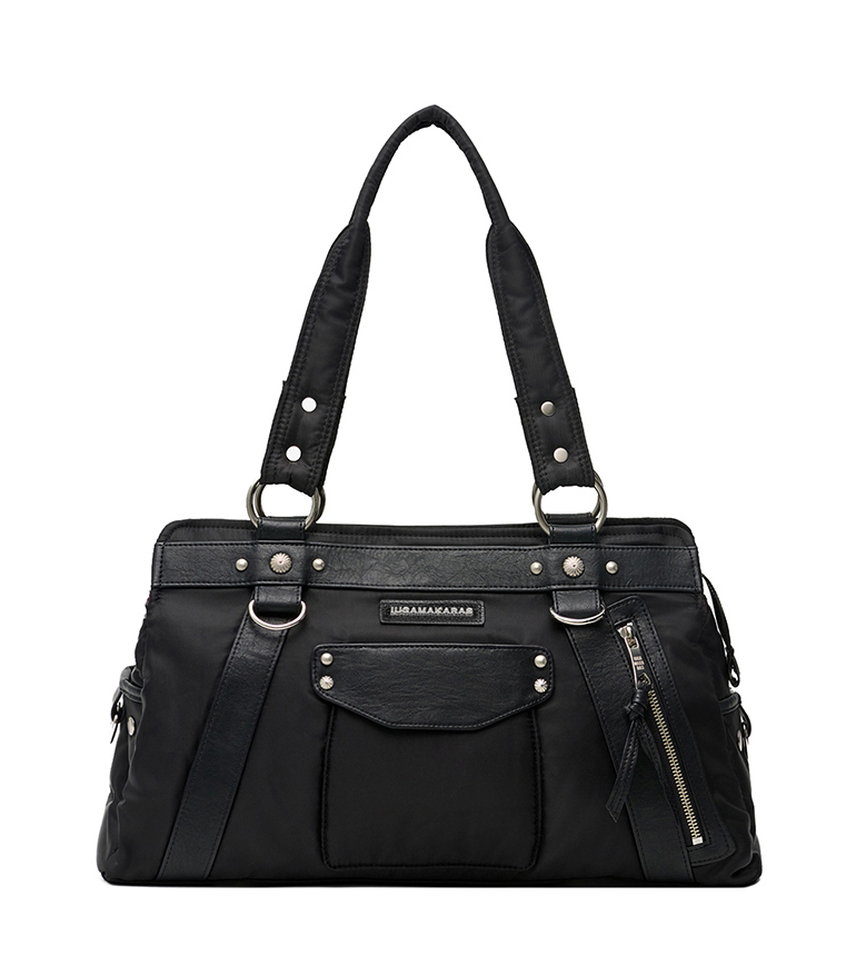 ショルダーバッグ・ポシェット ^IUGAMAKARAS^ Studded Nylon Shoulder Bag Khaki IUG24B12KK IUGAMAKARASIUGA] IUGA Studded Nylon Shoulder Bag (Black