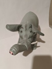 Stuffed Elephant Cushion, Elephant Doll Home Decor, Toy Gray Vinyl Feaux Leather