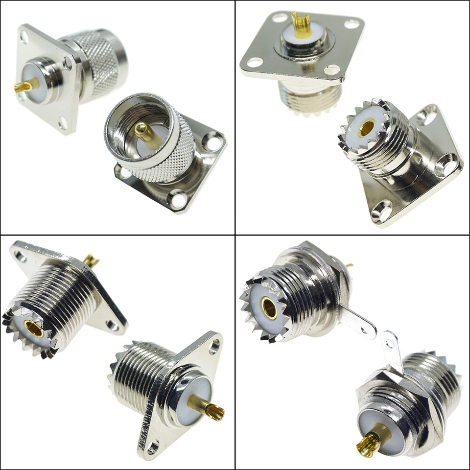 10X Flange Mount PL259 SO239 UHF Female Male Jack RF Panel Connector Solder Cup - Image 1 of 4