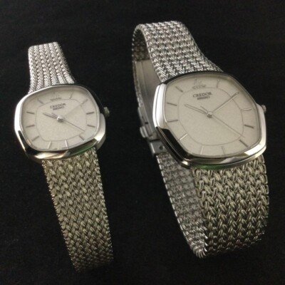 Vintage Seiko Credor 8J81-5030 ,4J81-5040 Pair Model White Dial