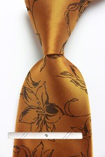 New Classic Floral Yellow Black JACQUARD WOVEN 100 Silk Men's Necktie Tie