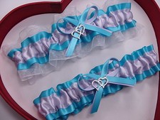 NEW Beautiful Lavender Turquoise White Wedding Prom Garters GetTheGoodStuff A 