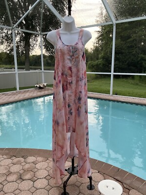 Love Kyla Seo Iris Dress Caite Karyn Embroidered Small Long Hi Lo Tank NWT