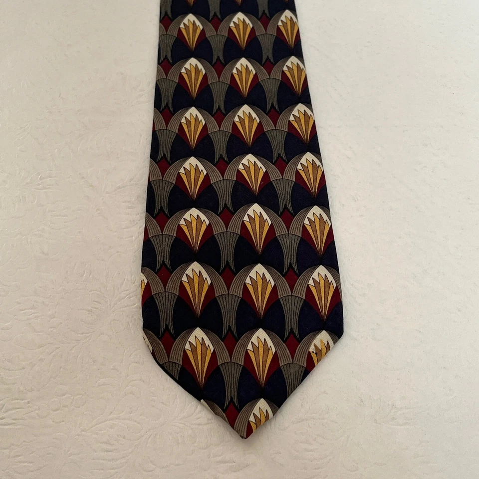 Corbata para hombre John Henry Ruffini Louis Roth azul geométrica 100 % seda EE. UU. Lote 3 Foto 2 de 4