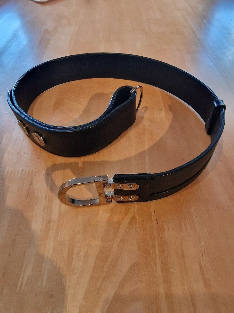 Ceinture cuir noir Christain Dior