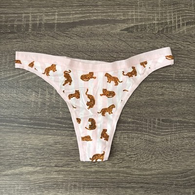 Victoria s Secret Small Pink Stripe Tigers, Cotton Thong Panties