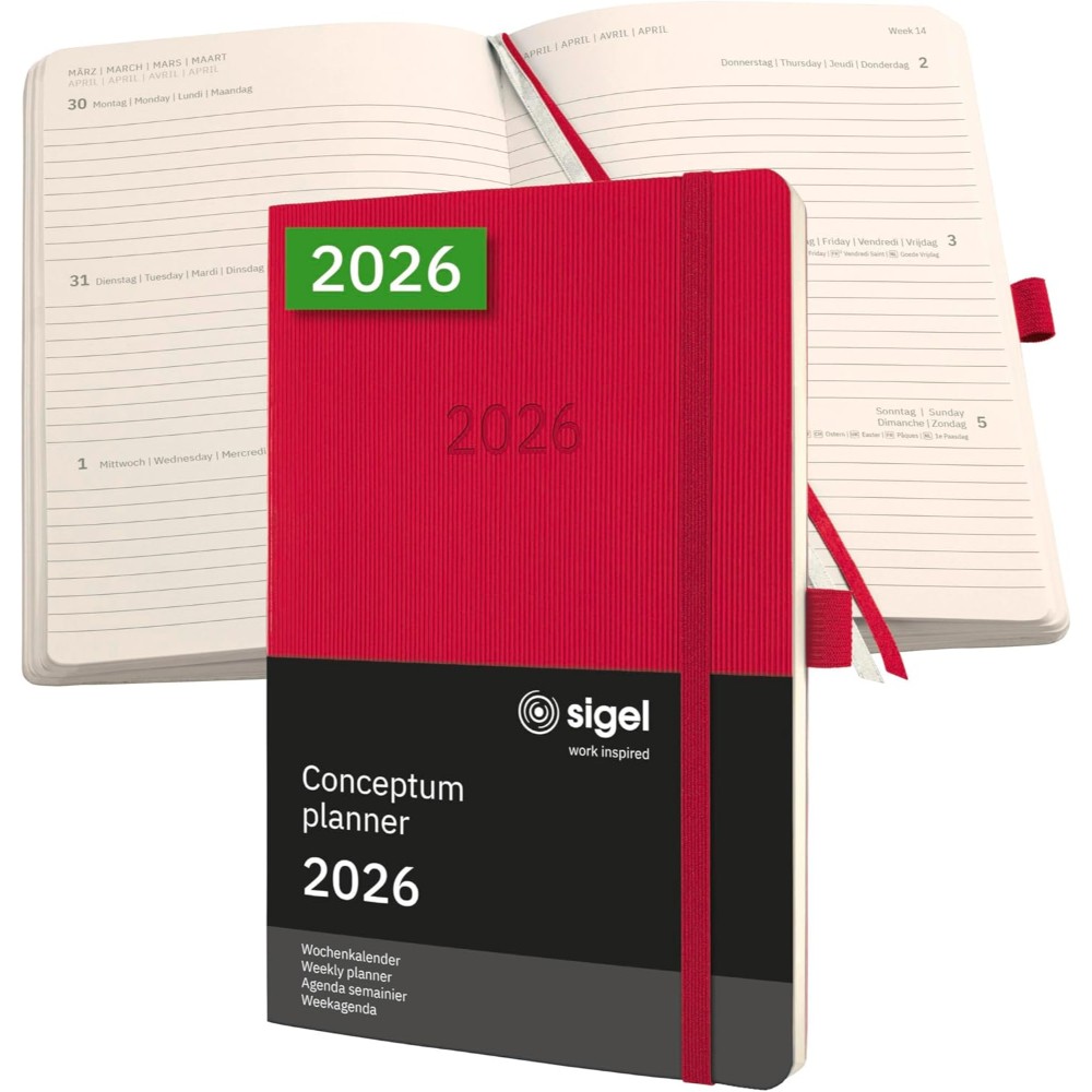 Sigel 2026 Conceptum Weekly Planner A6 Softcover Red