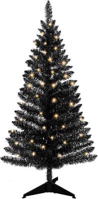 4ft Lighted Artificial Black Christmas Tree with Lights & Stand for Home & Offic