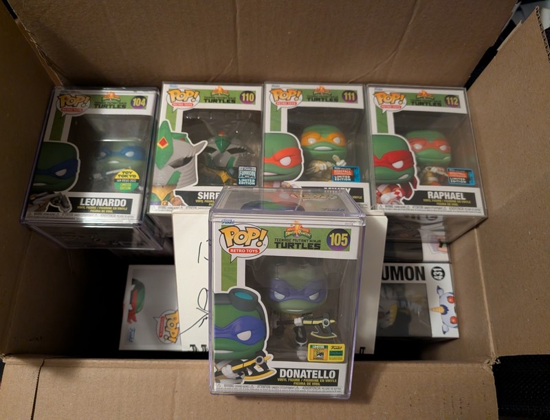 Funko Pop! TMNT/Power Rangers Leonardo, Donatello, Mikey, Raphael & Shredders