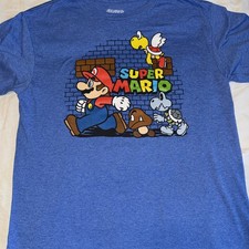 Super Mario Kids Tshirt Heather Blue Size XL
