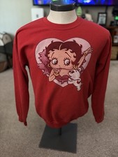 Vintage Betty Boop 'I Love Betty' Red Crewneck Sweatshirt M Rare HTF