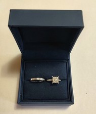 Lady's 14k White Gold  Diamond Bridal Set 21 Brilliant Cut Diamond Size 5.5  7