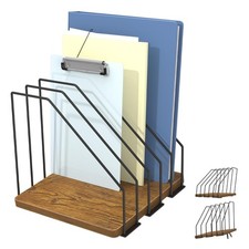 Inclined Desk File Organizer 5Section Vertical Folder Holder Metal Sorter