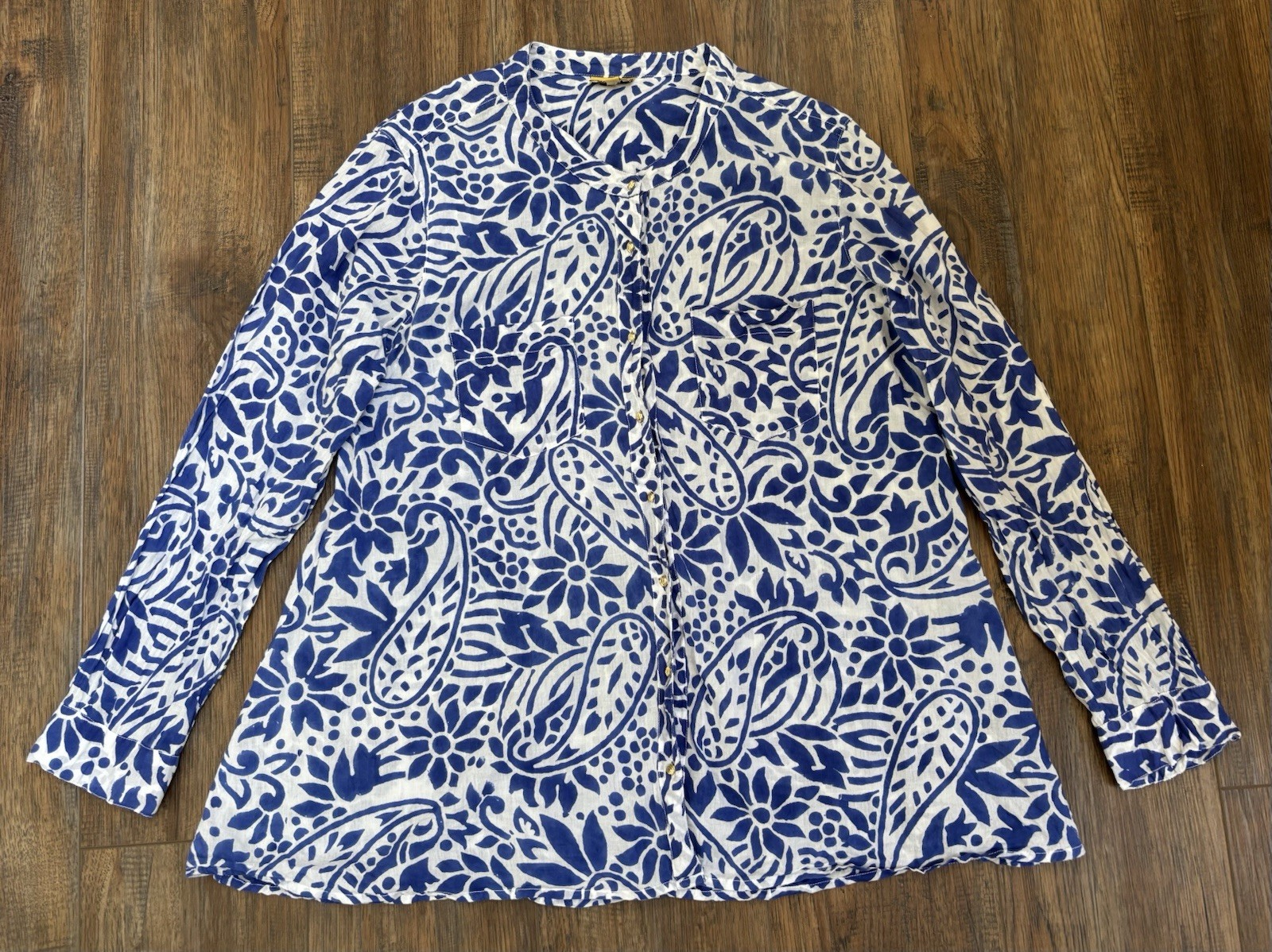 Roberta Roller Rabbit Button Up Tunic Blouse Flor… - image 3