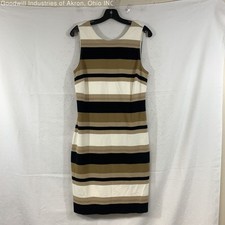 Gently Loved Banana Republic Gold/Black Women's Sleeveless Shift Dress, Sz. 12