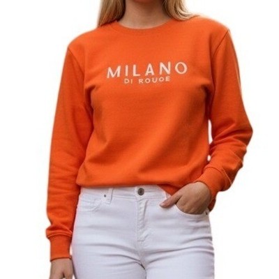 MILANO DI ROUGE Vibrant Orange Logo Embroidered Pullover Sweatshirt NWOT Small