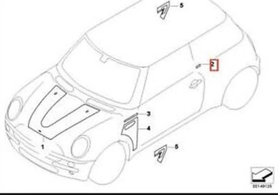 Mini Cooper R50 Heckseitenfenster Aufkleber Checkmate 51147168897 Neue Echtheit
