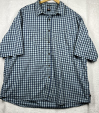 Dickies Relaxed Fit Button Up Blue Checked Plaid Short Sleeve Shirt. Size 2XL