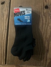 Hanes Moves Premium Men's Breathable Mesh-Black Heel Shield Ankle Socks 3pk-6-12
