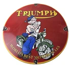 Vintage Triumph Sign - Porcelain Automobiles Popeye Original Gas Oil Pump Sign