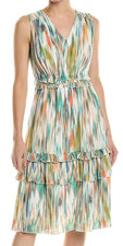Nanette Lepore Sleeveless Ruffle Midi Dress Women's Size 14 Blue Multi NWT