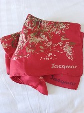 Jacqmar Vintage Square Silk Scarf 28"x29"Hand Rolled Edges Floral Print