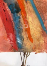 Abstract Mixed Media Ink Watercolor Painting on 11 X 15” Paper Contemporary