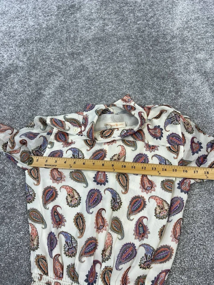 Romper Tory Burch Feminino Xs Branco Roxo Verde Paisley * - Imagem 4 de 4