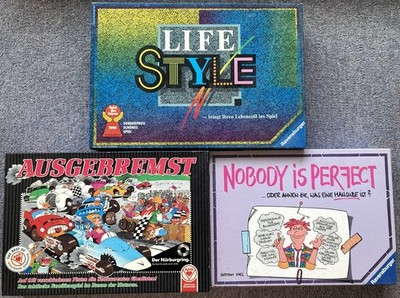 3-er Set Partyspiele: LIFESTYLE, Ausgebremst, Nobody is perfect - Gratisliefrg.