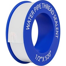 PTFE Thread Seal Tape 1 Roll 1/2 Inch Width 520 Inches Long White Plumbing Pipe