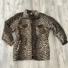FUDA International 100 Silk Leopard Print Bomber Jacket Medium Vintage Mob Wife