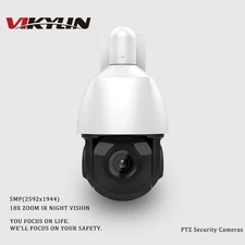VIKYLIN 5MP 18X Zoom IR POE PTZ IP Camera Mic Speaker Auto Tracking Waterproof