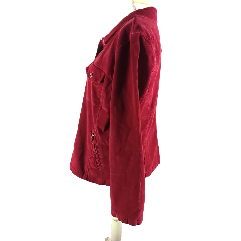 Chaqueta de pana elástica Christopher Banks para mujer talla X grande rojo óxido marrón Foto 4 de 4