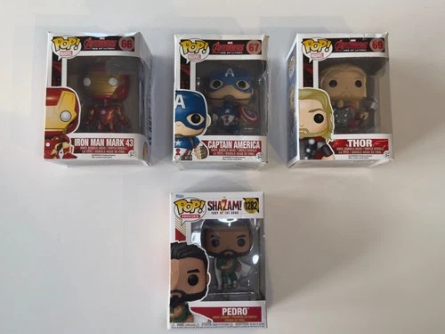 Funko Pop Lot of 4 Marvel - Avengers - Iron Man Captain America Thor Shazam