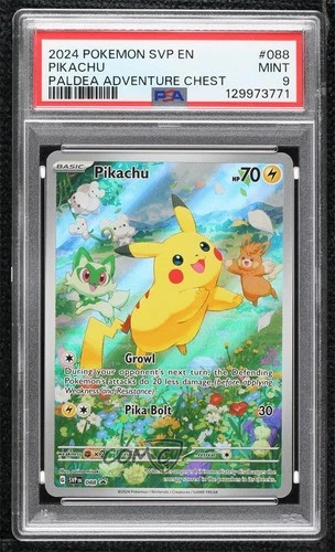 Pikachu (Paldea Adventure Chest) Holo Pokémon Scarlet & Violet Black Star PSA 9