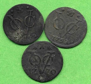 VOC 1/2 DUIT (1749; 1753 & 1770) 18TH CENTURY COIN MINTED IN THE NETHERLANDS!
