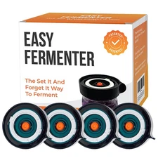 Easy Fermenter 4 Lids Refill Pack, Fermenting Lids for Wide Mouth Mason Jars