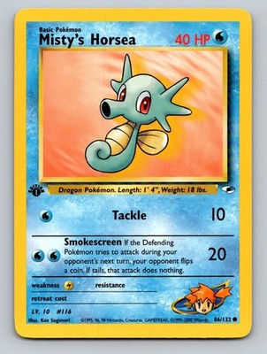 Misty's Horsea Common Gym Heroes 086/132 NM 1st Edition