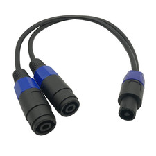 50Cm Speakon Splitter Cable, Speak-On Male to Dual Female, 20AWG, Black, Indoor,