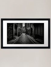 Black & White Old Street Framed Art Framed Wall Art Poster Canvas Print Picture