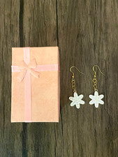 Handmade Holiday Christmas White Snowflake Charm Earrings with Included Giftbox