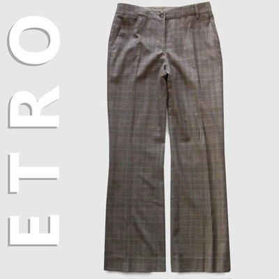 Etro High Quality Wool Stretch Wide Pants For Everyday Office Wear 38 Women Rare