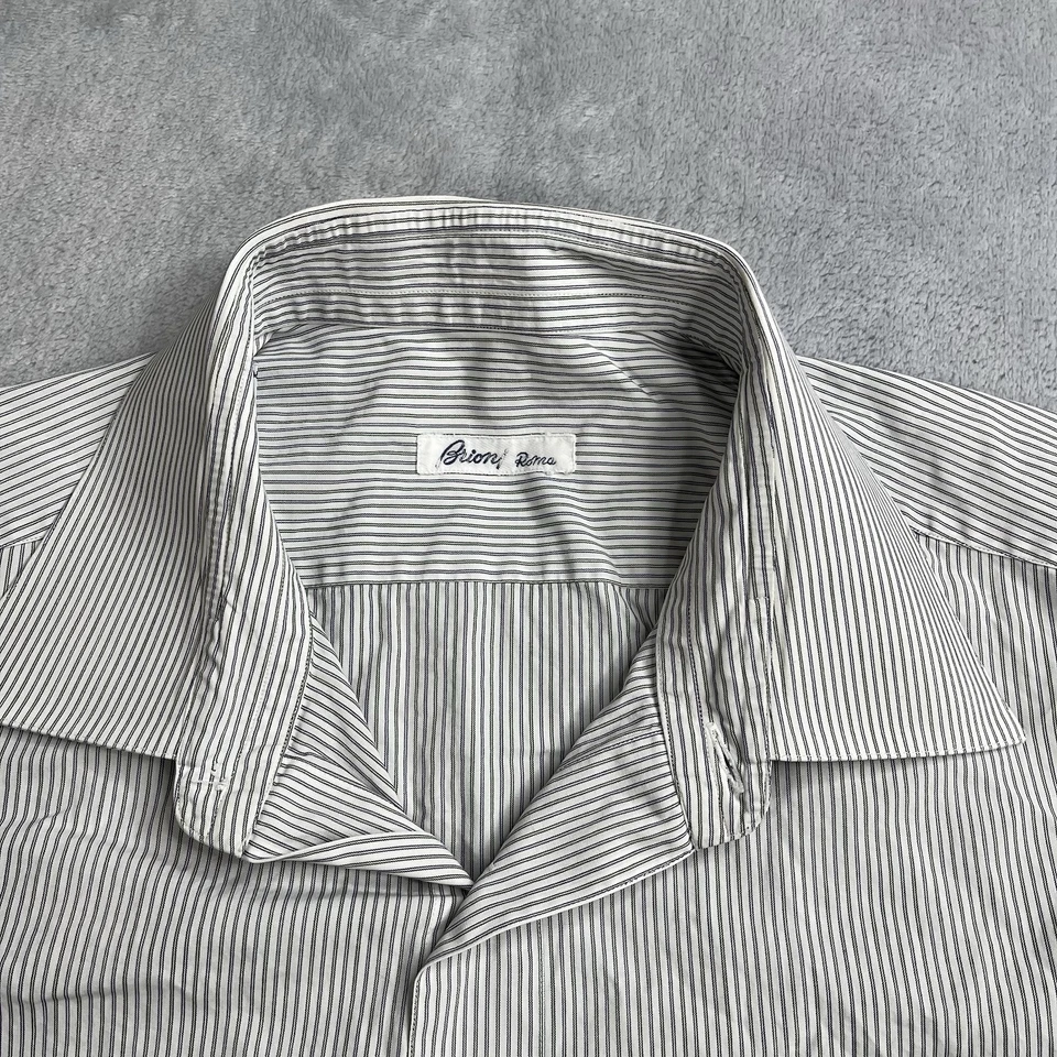 Рубашка на пуговицах мужская Brioni Roma 16 41 белое платье опрятное для активного отдыха официальная Италия - Изображение 2 из 4