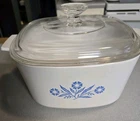 VTG Corning Ware Blue Cornflower Casserole Dish A-3-B w/Pyrex Lid A-9-C