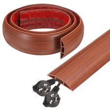 4ft D Cord Cover Floor W0.5" x H0.3" Hide Cable Wire Covers Wood Brown
